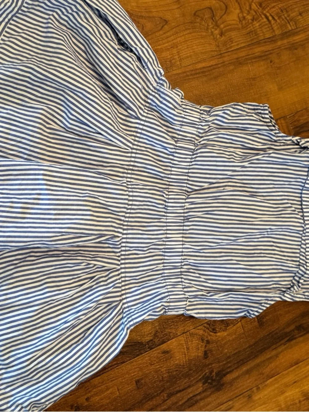 Maeve Anthropologie Blue & White Striped Button down Mini dress preppy womens S - Picture 6 of 7